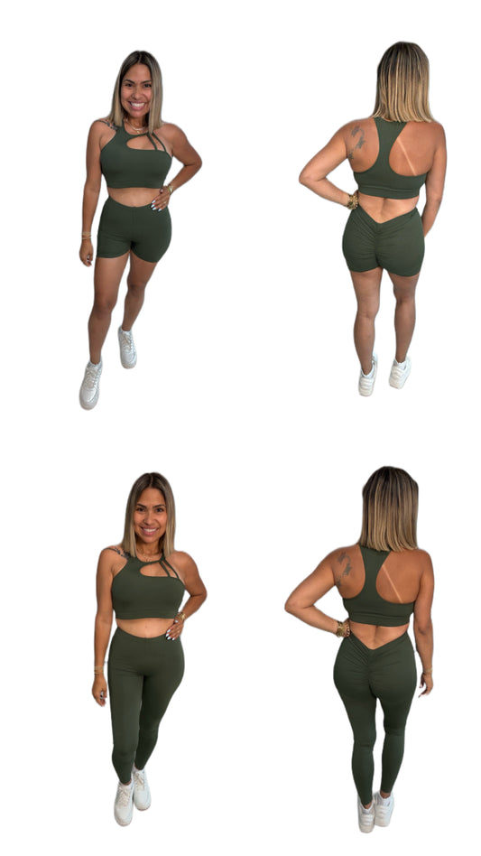 El trío  top + legguins +short