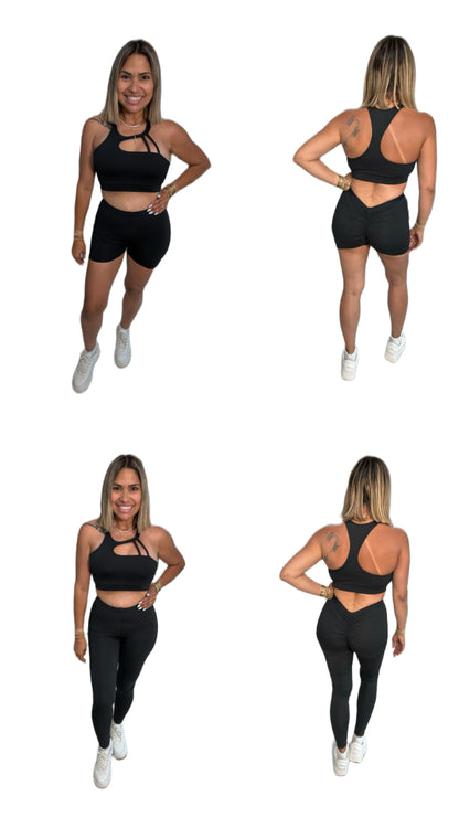 El trío  top + legguins +short
